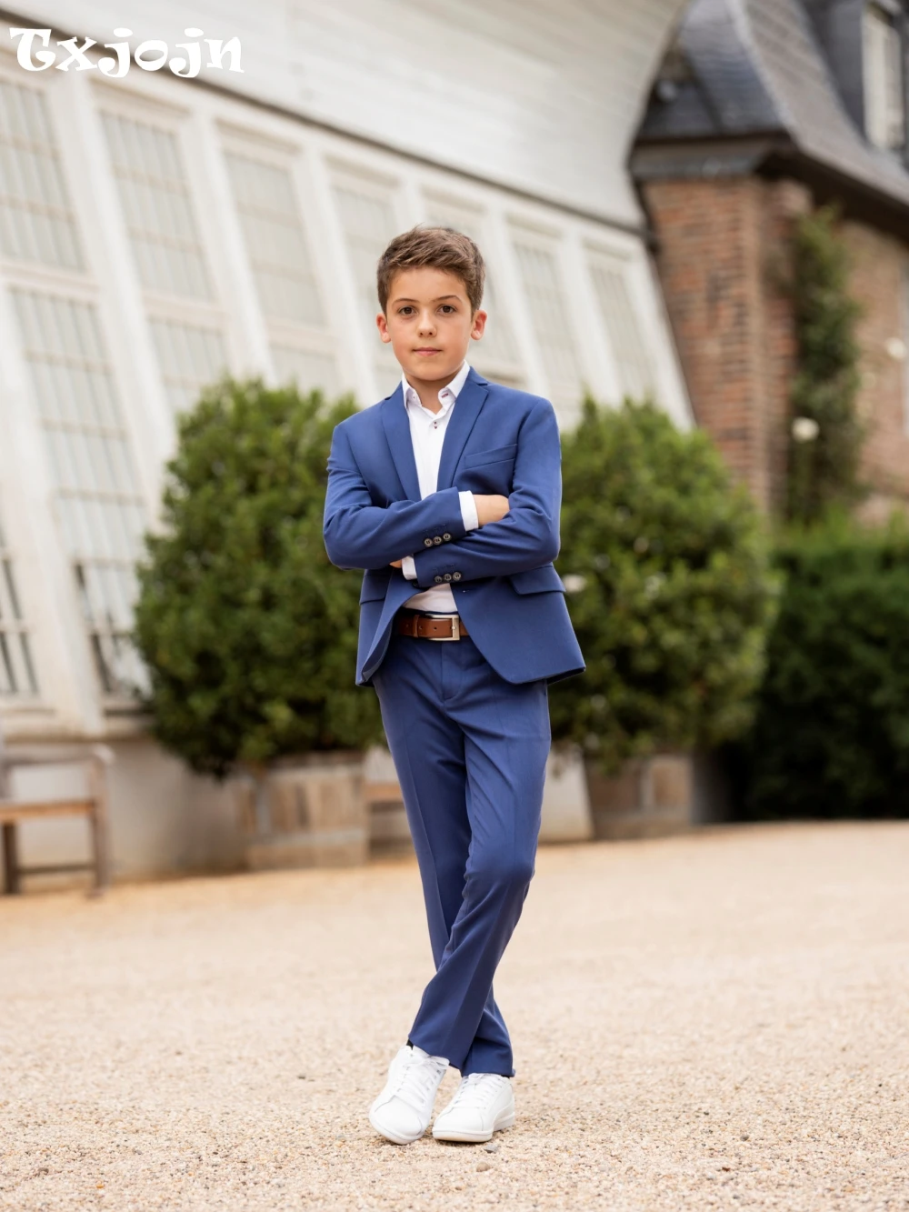 Casual Handsome Kids Suit Set 2 Pieces Jacket Pants Stage Performance Wear Blue Classic Notched Lapel Boys Suits For School Life