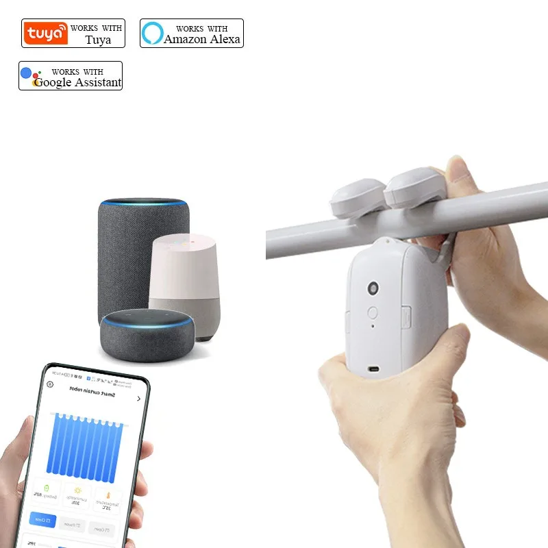 Graffiti Intelligent Electric Curtain Control System, Smart Home Wireless Remote Control Automatic Intelligent Curtain System