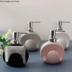 2 in 1 Ceramic Lotion Bottle Soap Dispenser Dual Purpose Bottle Sponge Seat Hand Sanitizer Bottle Bathroom Supplies Soap