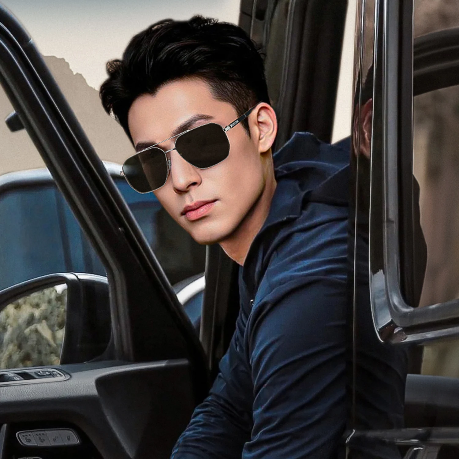 CAPONI Men's Sunglasses Double Bridge Polarized Shade High Quality Acetate Sun Glasses For Fishing Driving BS24703