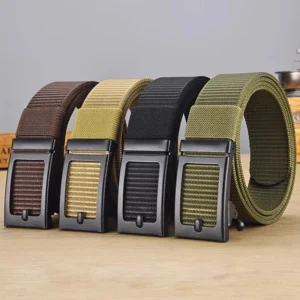 Men's Canvas Belt With Automatic Buckle Casual Breathable Jeans Belt Cratch Resistant And Wear-Resistant Outdoor Sports Belt