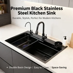 Thickened 304 stainless steel Multifunctional Kitchen sink Waterfall pull-out tap Dual-track design Slag collection net