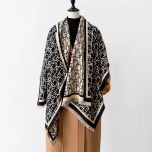 New Letter Design Winter Warm Cashmere Jacquard Scarves High Quality Women Thicken Wrap Shawl Ladies Wool Pashmina Scarf