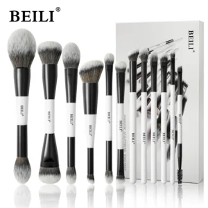 BEILI Makeup Brushes 12 Pieces 18 In 12 Double-Sided Contour Foundation Highlight Blush Brush Eyeshadow Eyeliner Concealer Brush