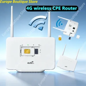 4G Wireless Router 300Mbps 4G Router Wireless Modem External Antenna with Sim Card Slot EU Plug for Home Travel Work