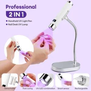 Portable UV Nail Lamp Handheld Stand USB Rechargeable Gel Nails Lamp With Flexible Hose LED Therapy Light Nail Art Tools