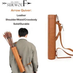 1pc Archery Leather Arrow Quiver Brown Length Adjustable Shoulder Strap Cross-body Waist Strap Arrow Bag Shooting Accessories