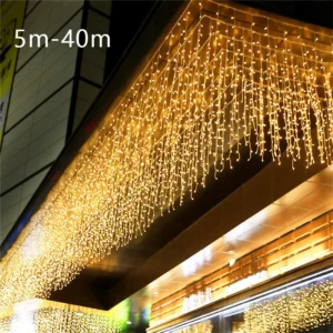 40m LED Icicle String Lights Fairy Lights Christmas Garland Droop 0.6m Outdoor Garden Street Party Wedding Decorative lighting