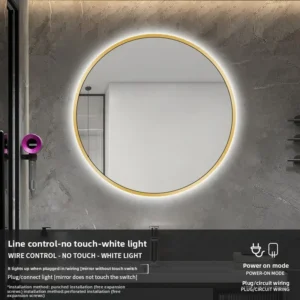 19 Inches Bathroom Makeup Mirror Induction Mirror Touch Fashion Diameter 50CM Round Bathroom Mirror Led Luminous Hotel Miroir