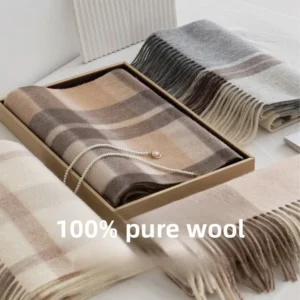 Wool scarf high-end men's and women's versatile thickened autumn and winter new plaid splicing warm scarf