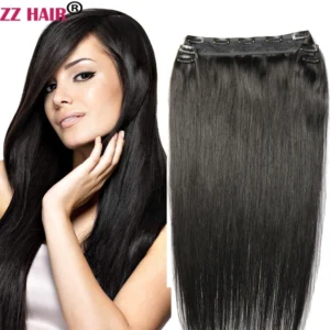 ZZHAIR 100% Brazilian Human Remy Clips In Hair Extensions 16"-24" 5Pcs Set 140g-160g Five Piece 1x25cm 4x5cm Natural Straight