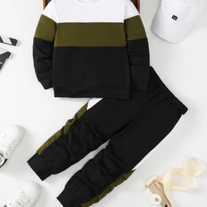 Winter Cool 4-7 Years Old Boy Long Sleeves Splicing Fabric Fashion Sports Clothing