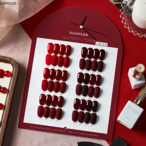 Lencco Wine Red 24pcs/set 15ml Gel Polish Gel With Color Card Nail Art Semi Permanent Manicure Soak Off LED UV Nail Glitter Gel