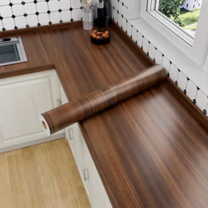 Adhesive Wallpaper Roll with 5Meters Waterproof Wood Grain Sticker Wardrobe Cabinet Desktop Door Furniture Renovation Stickers