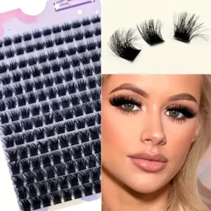 Hypoallergenic False Eyelashes Clusters, 0.07mm D-Shaped Curl, Mixed Natural Styling 9-16mm, 3D Volume Single Extension, 168 Pcs