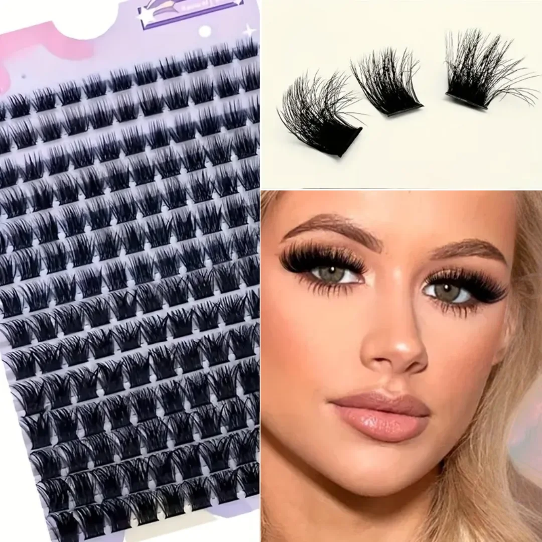 Hypoallergenic False Eyelashes Clusters, 0.07mm D-Shaped Curl, Mixed Natural Styling 9-16mm, 3D Volume Single Extension, 168 Pcs