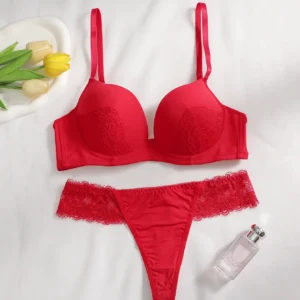 Women's sexy embroidered lace lingerie set with steel rims adjustable shoulder straps comfortable bra set J2527