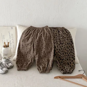 Leopard Pants New Design Autumn Winter Thin Pants Boys And Girls Casual Sports Sweatpants All-match Full Print Floral Pants