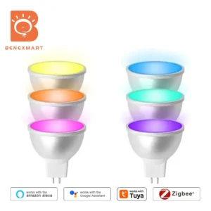 Benexamrt 6 Pcs 12V MR16 Zigbee Led Light Bulb Smart Spotlighting RGBCW Dimmable Lamp Work with Tuya Homekit Alexa Google Home
