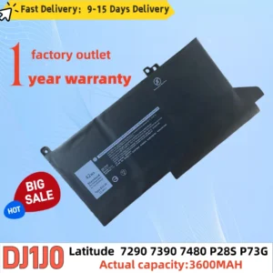Brand new battery for Dell Latitude 7280, 7290, 7390, 7480, P28S, P73G, DJ1J0 laptops