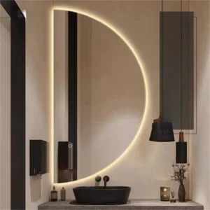 Smart Mirror Semicircular Mirrors Curved Touch Screen Bathroom Mirror Bathroom Light Wall Mount Badkamer Spiegel Glow