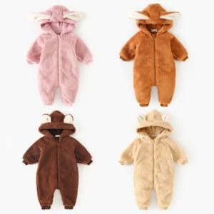 Sanlutoz Winter Fleece Thickened Zipper Toddler Long Sleeve Jumpsuits Clothing Warm Baby Rompers Cute Animal Hooded