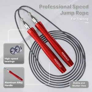 MOGOLD Metal Mesh Jump Rope – 360° Rotating Bearings, Anti-Slip Handle, Home Fitness Exercise Equipment