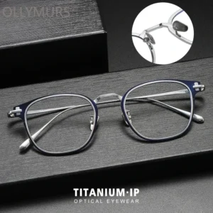 KIZN Men Ultralight Pure Titanium Myopia Hyperopia Eyeware Women Retro Blue Light Filter Reading Prescription Christmas