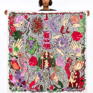 Luxury Design Extra Large Size Women Summer Fashion Sudoku Pattern Ocean Animal and Floral Pattern Bandana Square Scarf Beach