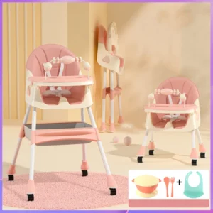 Baby dining chair/children's multi-functional foldable dining chair/portable baby table/with brakeable universal wheel