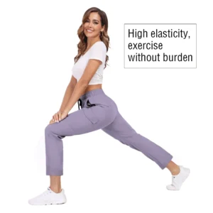 Hiking Pants for Women UPF 50+ Cargo Quick Dry Water Resistant Elastic Waist Zip Pockets Travel Work Lightweight Running