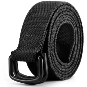 Plus Size Men Belt 100-190cm Long Black Casual Jeans Big&Tall for Women Double Ring Canvas