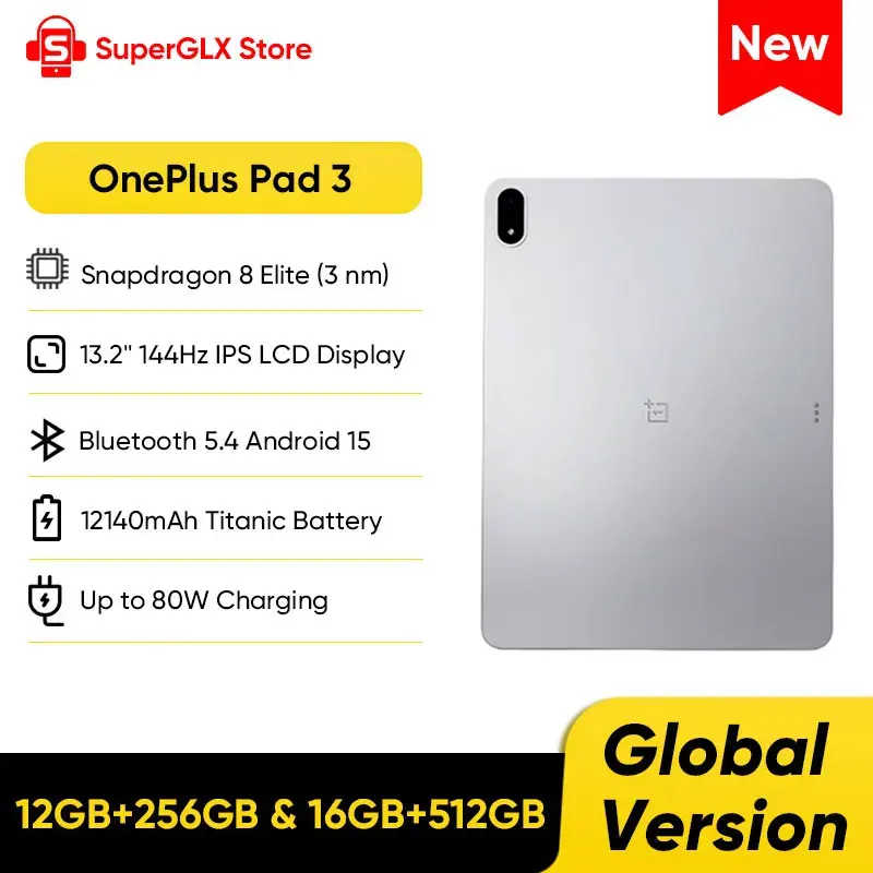 IN STOCK OnePlus Pad 3 Global Version Tablet Snapdragon 8 Elite 13.2" 144Hz Display 3.4K Resolution 8 Speakers Wi-Fi 7 Android15