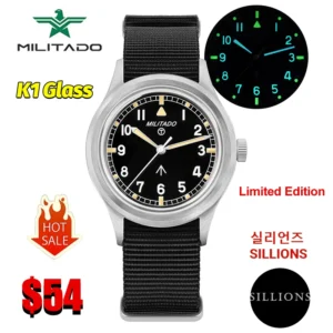Militado ML22 Limited Edition Quartz Watch Miyota 2035 Movement K1 Glass Vintage Watch BGW9 C3 Luminous 10Bar Men's Watch