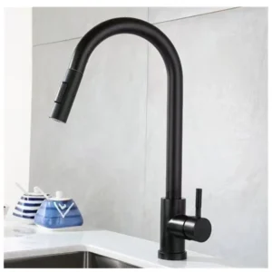 Black Kitchen Faucet Flexible Pull Out 2 Modes Nozzle Hot Cold Water Mixer Tap Deck Mounted Sprayer and Stream SUS 304 Faucets