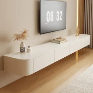 Salon Wooden Tv Stand White Wooden Floating Console Shelf Monitor Media Tv Cabinet Desk Muebles Para El Hogar Hotel Furniture