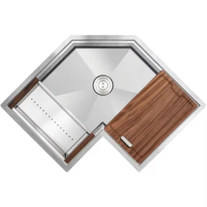 30 Inch Satin Brush Kitchen Installation Corner Sink Workstation Corner Kitchen Gold Finish 16 Stainless Steel Modern