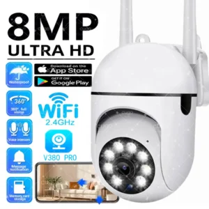 4K 8MP WiFi Wireless Security Surveillance Camera Color Night Vision AI Human Tracking Two-way Audio 4X Digital Zoom IP Camera