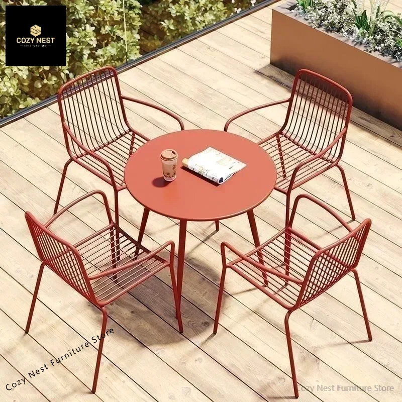 Nordic Iron Outdoor Leisure Courtyard Outdoor Table and Chair Balcony Table and Chair Set Outdoor Patio Furniture Patio Chairs