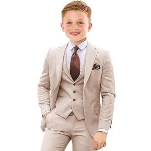 3 Pieces Boys Suit Slim Fit Kids Suit Jacket Formal Wedding Outfit Blazer Vest Pants Set