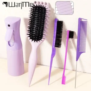 5pcs Hair Brush Set Soft Massage Candy Brush with Spray Bottle Edge Control Comb Rat Tail Brush Hair Styling Tools Kit Salon