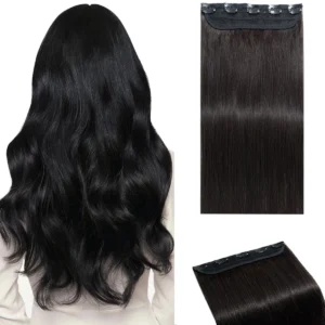 1B Straight One Piece Clip In Hair Extensions 100% Real Human Hair 5 Clips 3/4 Full Head Clip In Human Hair Extensions For Women