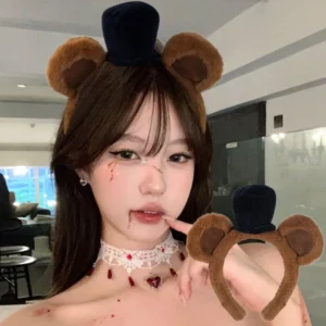 Cute Bear Ears Headband For Adults Kids Cosplay Halloween Hairband Women Girls Party Hair Accessories Animal Costume Head Hoop