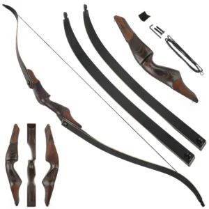 60inch 25-60lbs Archery Recurve Bow Right Hand Wooden Riser Bamboo Core Limbs Outdoor Shooting Hunting American Hunting Bow