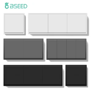 BSEED 1/2Gang Single Wall Switch Double Light Switch Triple Large Button Switch 1Way EU Standard Plastic Frames 10A