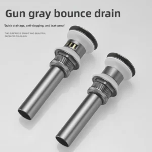 Gun Grey Pop-Up Drain Replacement Kit, Solid Brass Brushed Gold, Bathroom Sink Vanity Plug Flip Overflow Assembly