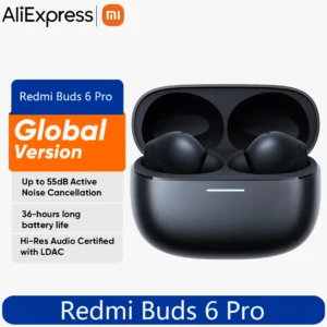 Global Version Xiaomi Redmi Buds 6 Pro Earbuds 55dB Active Noise Cancellation Bluetooth 5.3 TWS Earphone 480mAh Battery Headset