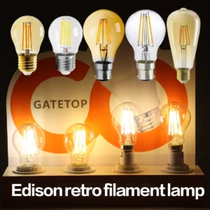 2PCS LED Filament Bulb E14 E27 C35 C35T ST64 G80 A60 220V 4W 9W Warm White Glass 360 Degree Edison Retro Candle Light Blubs