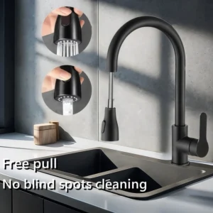 Kitchen Faucets Brushed Nickel Pull Out Kitchen Sink Water Tap Deck Mounted Mixer Stream Sprayer Head Hot Cold Taps Sliver