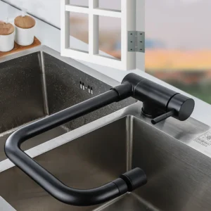 304 Stainless Steel Foldable Kitchen Faucet - 360° Swivel Sink Tap with Anti-Splash Design & Hot/Cold Water for Sink Use